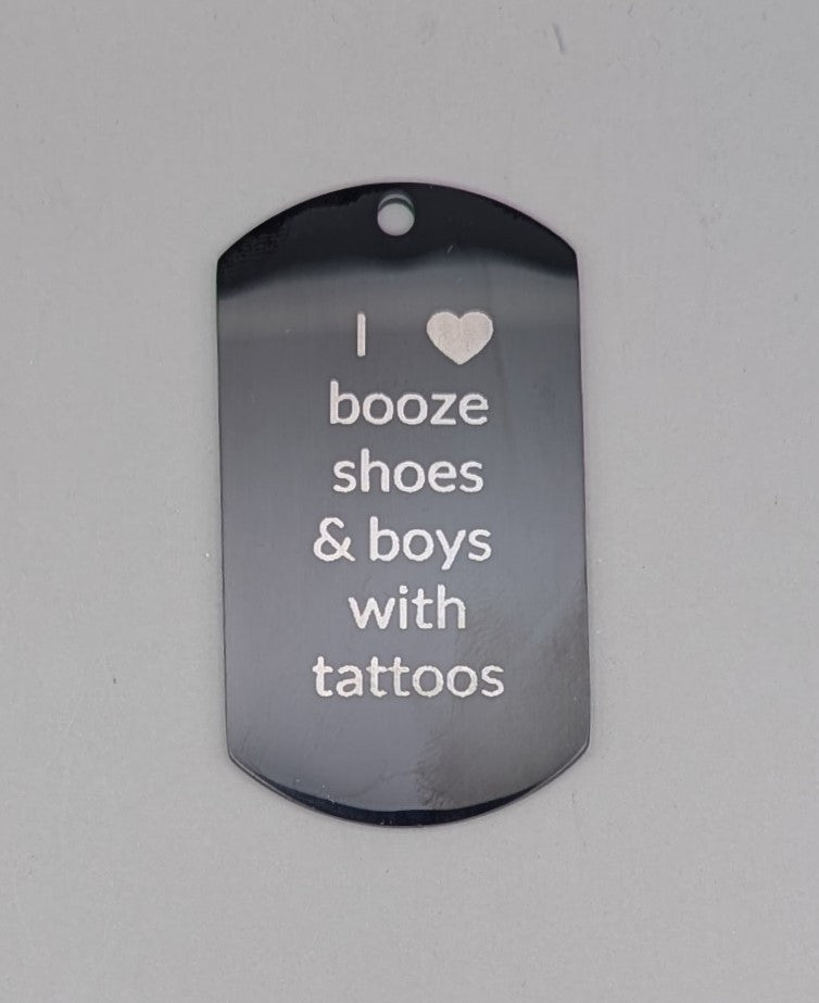 Witty and Humorous black stainless military pendant keychain or bad charm