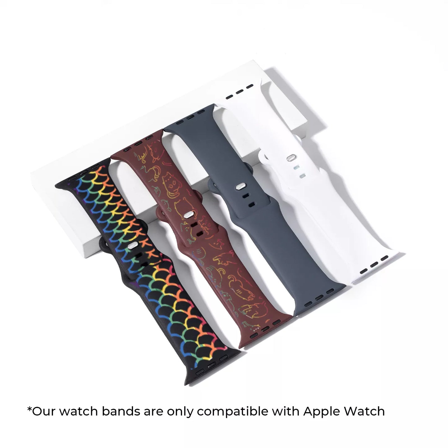 Silicone Apple Watch Bands with Laserable Rainbow Filling