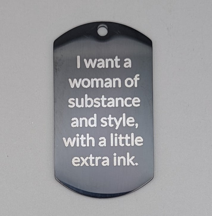 Witty and Humorous black stainless military pendant keychain or bad charm
