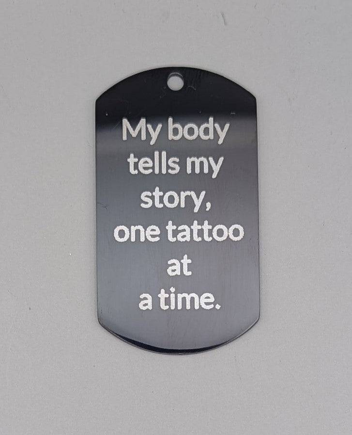 Witty and Humorous black stainless military pendant keychain or bad charm