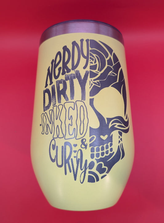 Nerdy Dirty Inked Curvy 16oz Stainless Tumblers with Lid and Straw
