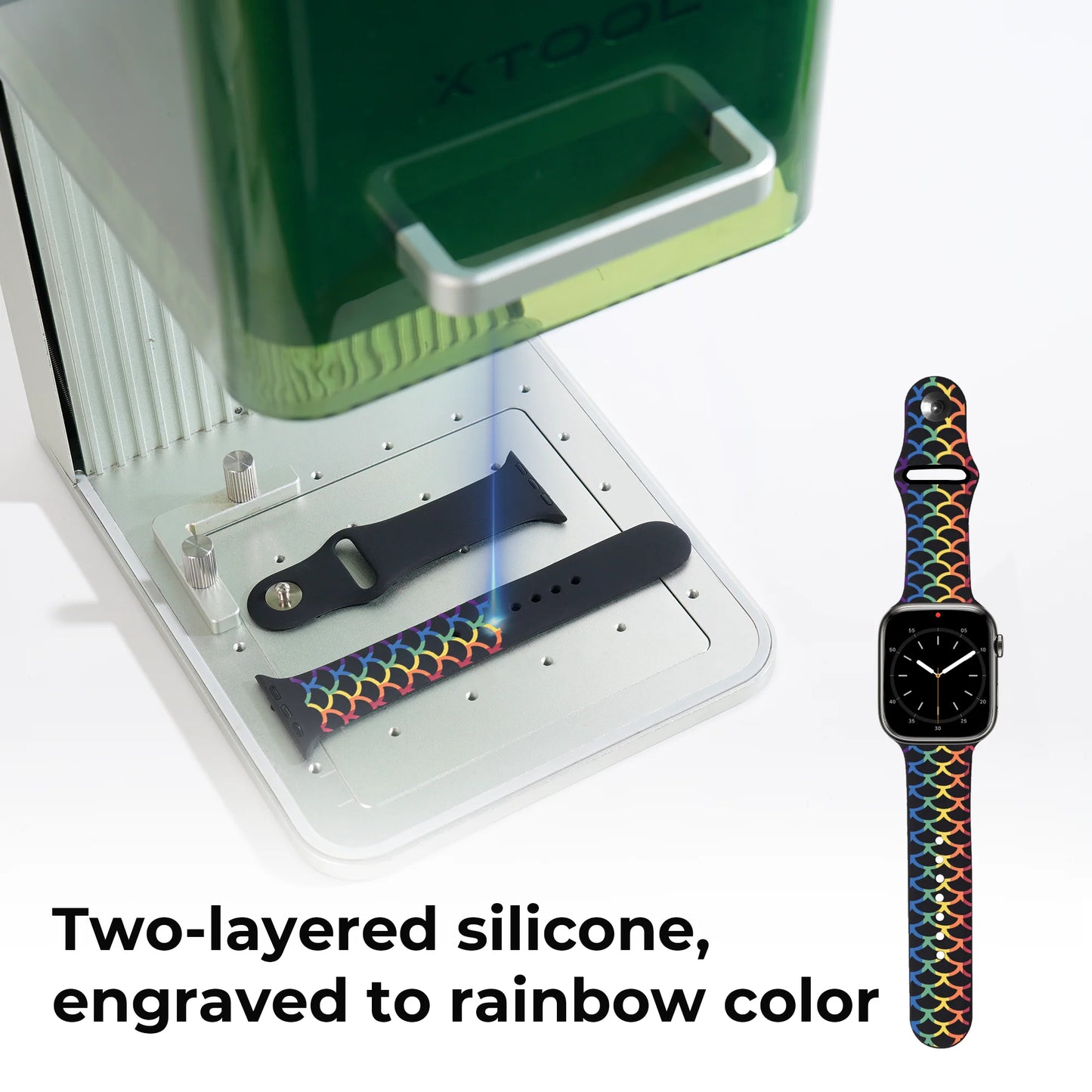 Silicone Apple Watch Bands with Laserable Rainbow Filling
