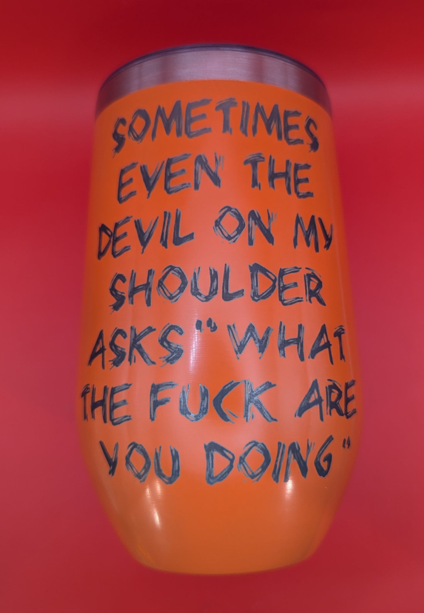 Sometime even the devil on my shoulder asks "WTF are you doing" 16oz Stainless Tumblers with Lid and Straw