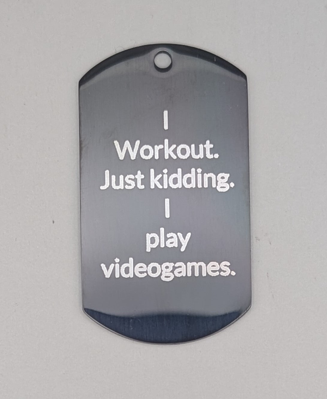 Witty and Humorous black stainless military pendant keychain or bad charm